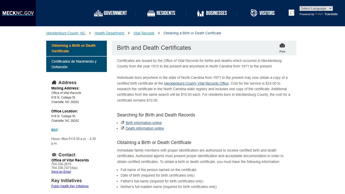 Birth and Death Certificates