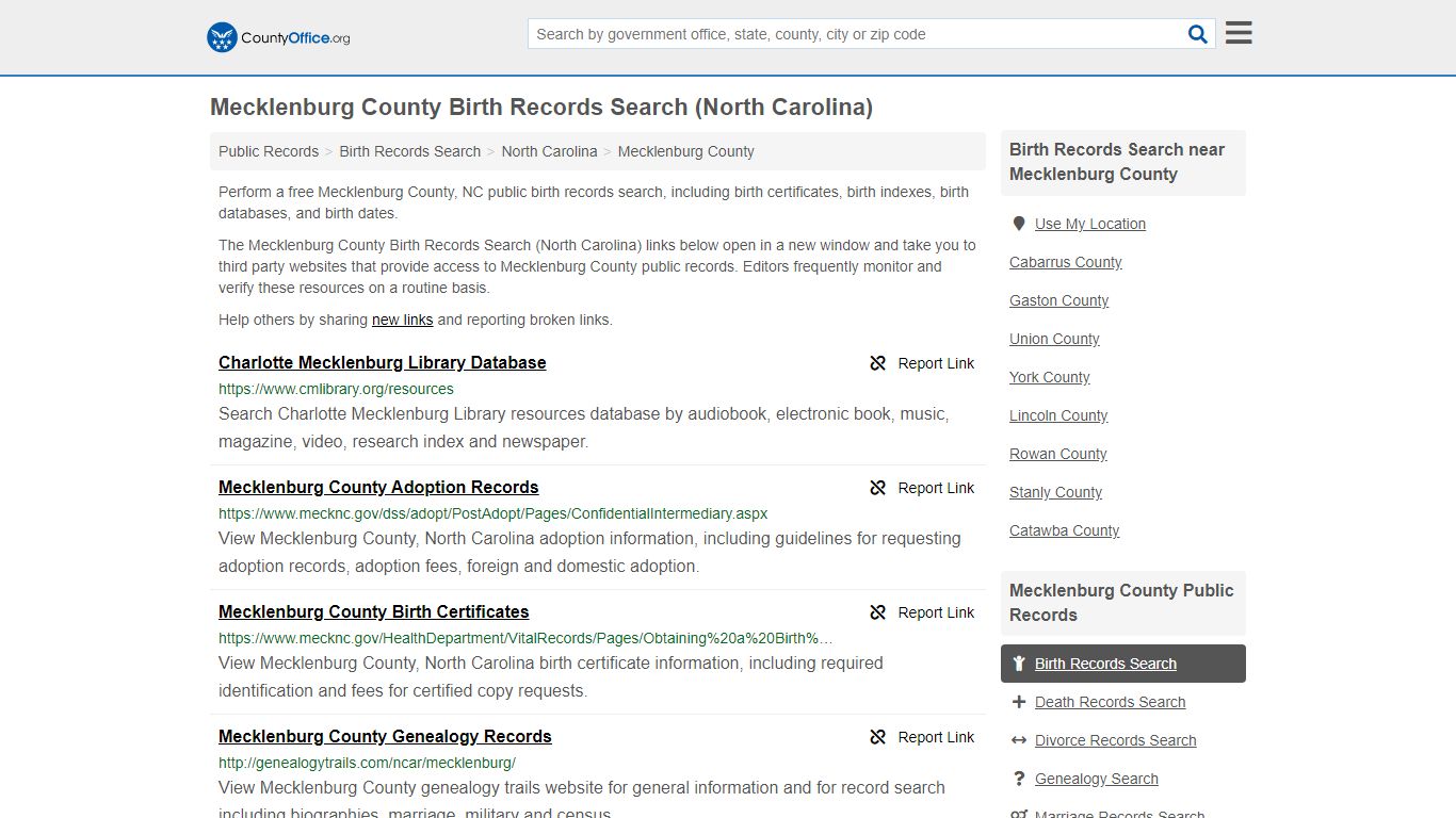 Birth Records Search - Mecklenburg County, NC (Birth ...